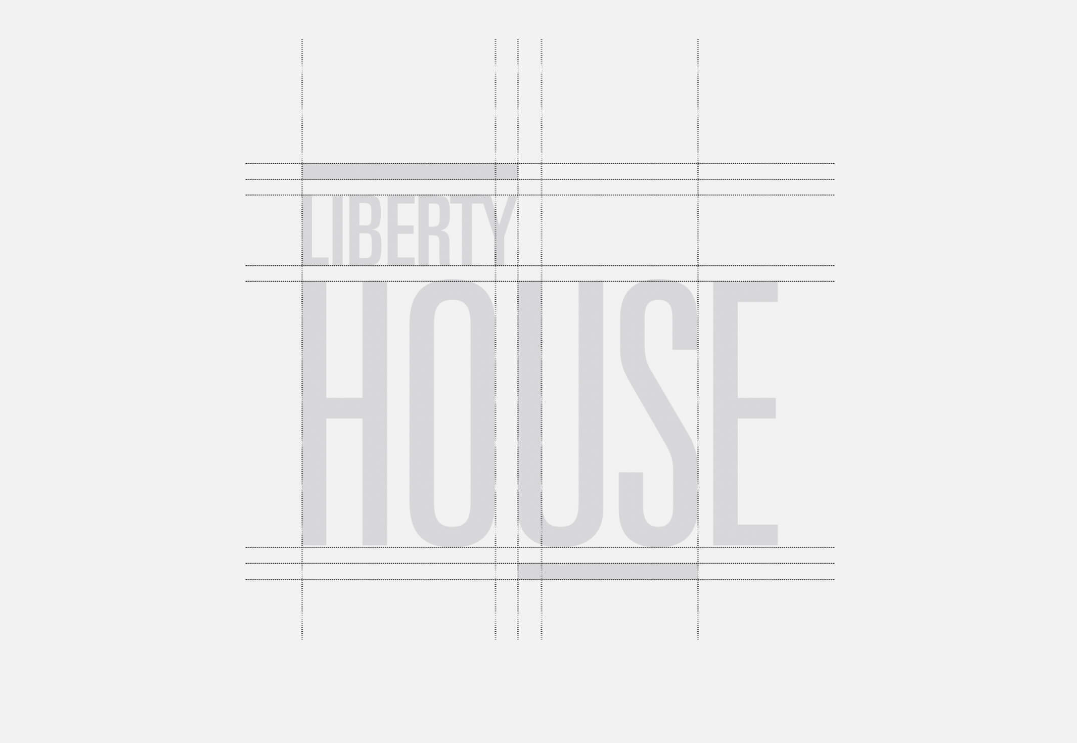 The Liberty House logo seen aligned to a grid